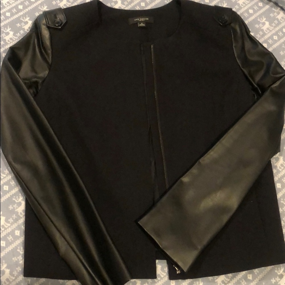 Ann Taylor blazer leather zip up - Picture 1 of 4